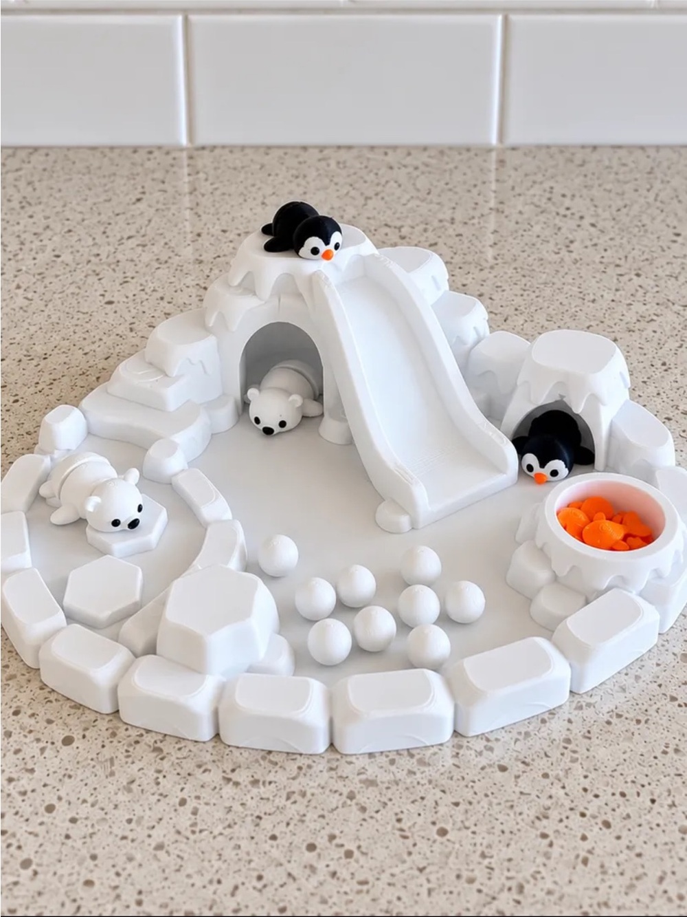 White Arctic Playset with Penguin & Polar Bear Figures